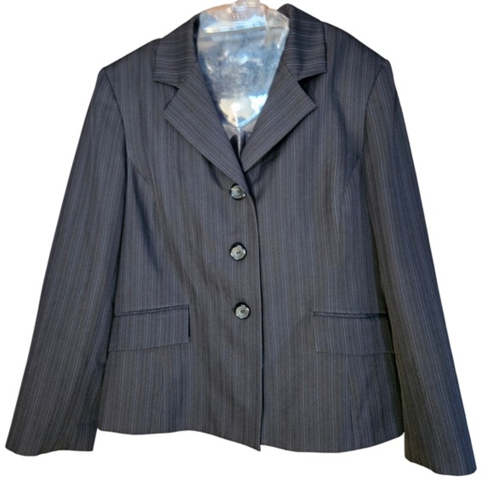 EvanPicone Navy Blue Pinstripe Blazer Petite 16P Button Suit Jacket Professional